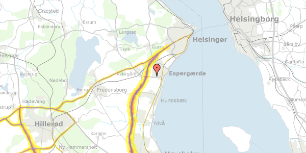 Trafikstøjkort på Kelleris Vang 18, 3060 Espergærde