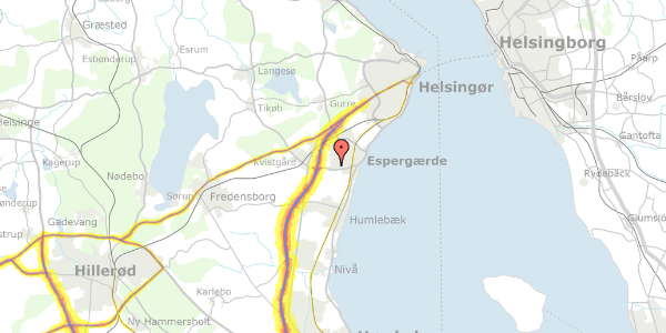 Trafikstøjkort på Kelleris Vang 64, 3060 Espergærde