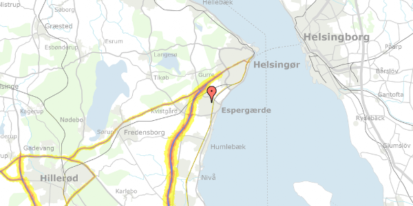 Trafikstøjkort på Kornmarken 28, 2. mf, 3060 Espergærde