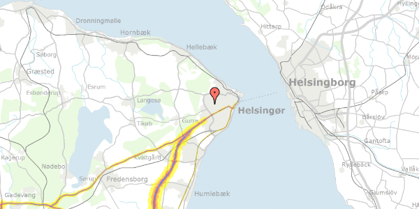 Trafikstøjkort på Kristinehøjvej 37, 3000 Helsingør