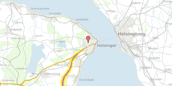 Trafikstøjkort på Krøyerparken 10, 3000 Helsingør