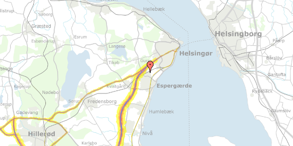 Trafikstøjkort på Lisevej 7, 3060 Espergærde