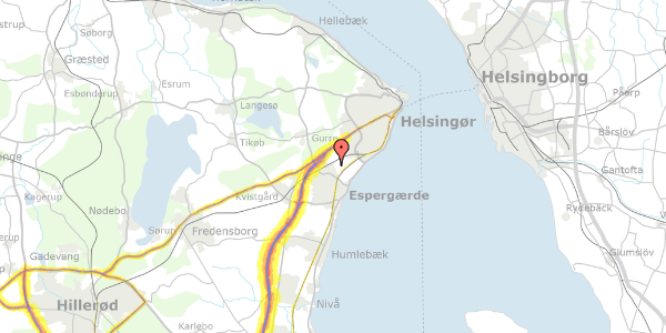 Trafikstøjkort på Malenevej 14A, 3060 Espergærde