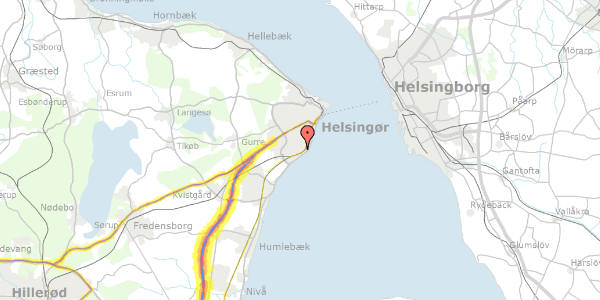 Trafikstøjkort på Nøddestien 2, 3070 Snekkersten