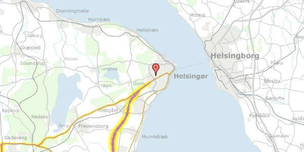 Trafikstøjkort på Ole Rømers Vej 1A, 3000 Helsingør