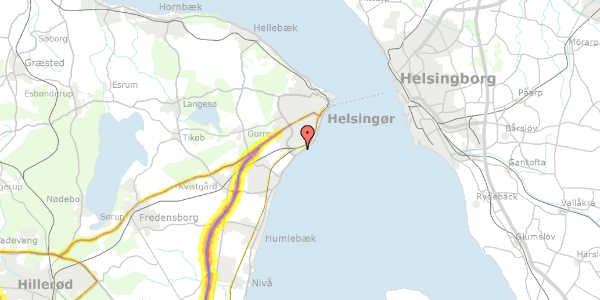 Trafikstøjkort på Parallelvej 1A, 3070 Snekkersten