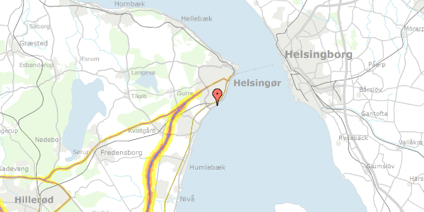 Trafikstøjkort på Parallelvej 18A, 3070 Snekkersten