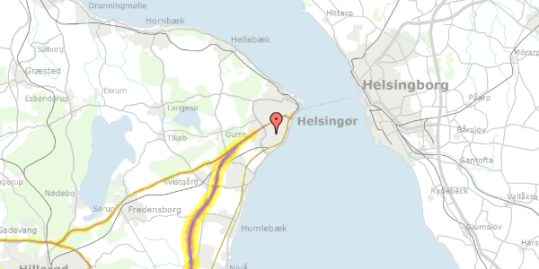 Trafikstøjkort på Piskesmældet 2, 2. mf, 3000 Helsingør