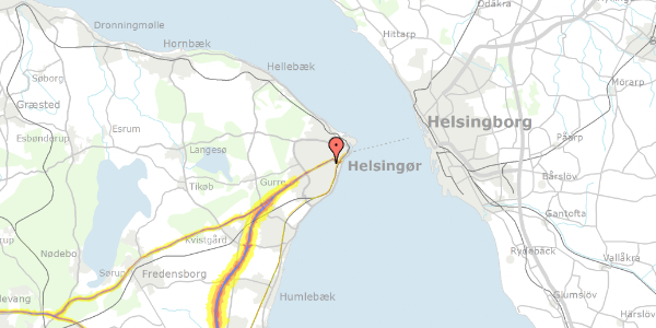 Trafikstøjkort på Ribevej 9, 3000 Helsingør