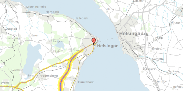 Trafikstøjkort på Ribevej 10, 3000 Helsingør