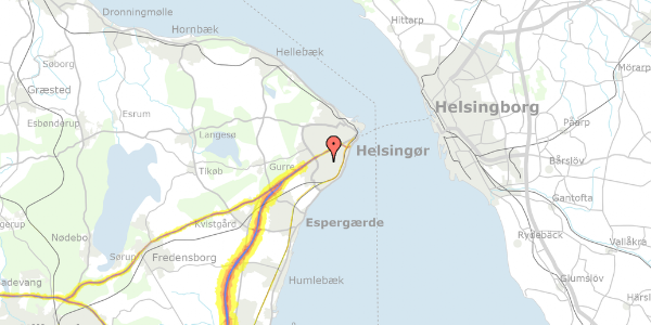 Trafikstøjkort på Rytterbakken 1, 1. mf, 3000 Helsingør