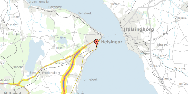 Trafikstøjkort på Rønnebær Alle 16, 3000 Helsingør