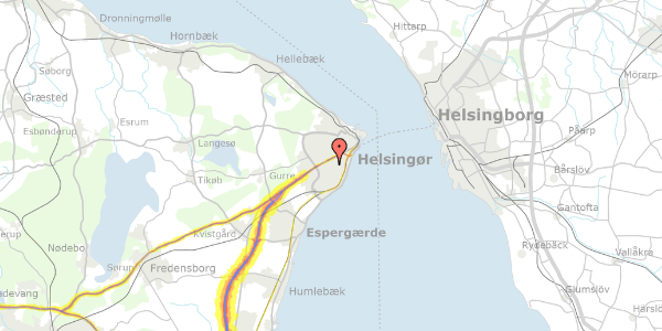 Trafikstøjkort på Rønnebær Alle 91, st. , 3000 Helsingør