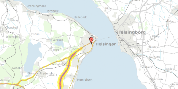 Trafikstøjkort på Rønnebær Alle 110A, 3000 Helsingør