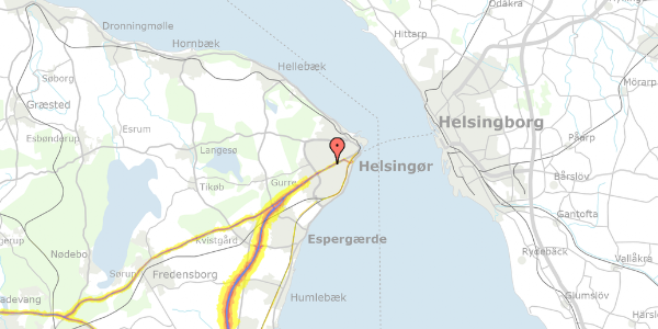 Trafikstøjkort på Rønnebær Alle 131, 2. mf, 3000 Helsingør