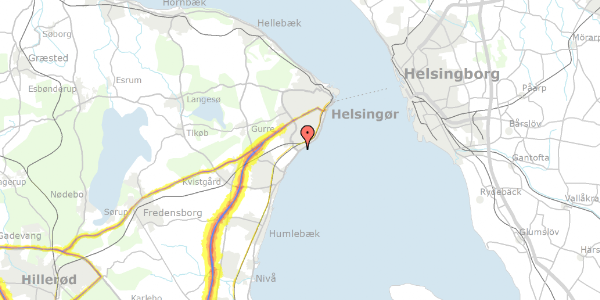 Trafikstøjkort på Strandvejen 73B, 3070 Snekkersten