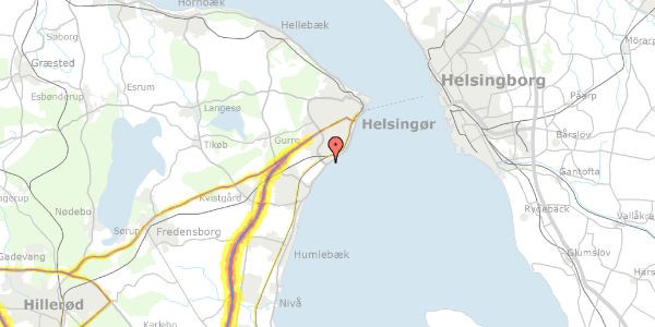 Trafikstøjkort på Strandvejen 75B, 3070 Snekkersten