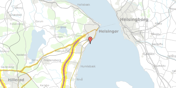 Trafikstøjkort på Strandvejen 99A, 3070 Snekkersten