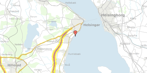 Trafikstøjkort på Strandvejen 127, 3070 Snekkersten