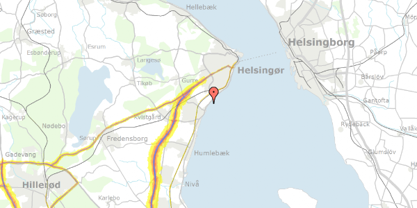 Trafikstøjkort på Strandvejen 133A, 3060 Espergærde