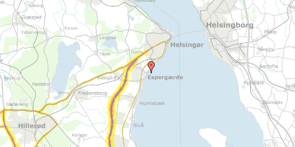 Trafikstøjkort på Strandvejen 165, 3060 Espergærde