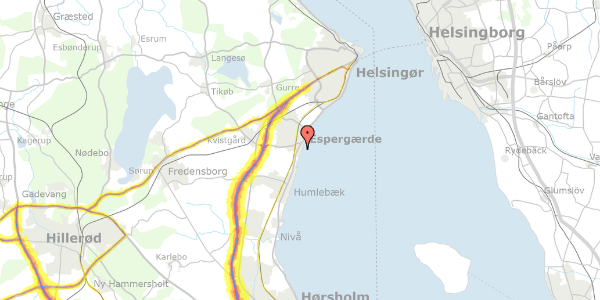 Trafikstøjkort på Gammel Strandvej 215A, 3060 Espergærde