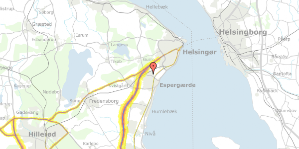 Trafikstøjkort på Vibekevej 1, 3060 Espergærde