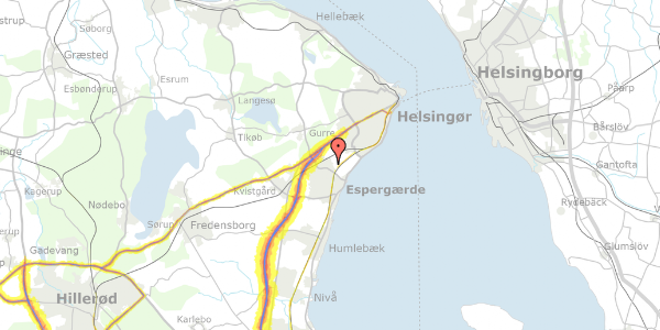 Trafikstøjkort på Vildrosevej 27, 3060 Espergærde