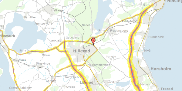 Trafikstøjkort på Aspehaven 8, 3400 Hillerød