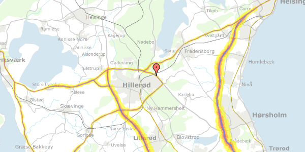 Trafikstøjkort på Aspehaven 12, 3400 Hillerød