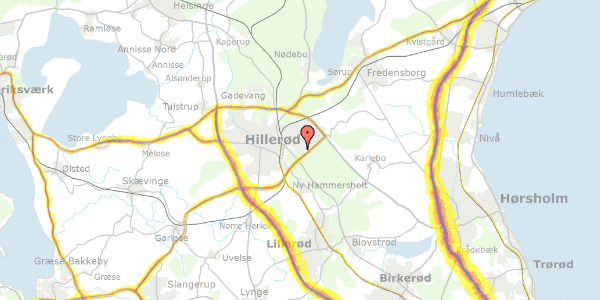 Trafikstøjkort på Bjørnebakken 6, 3400 Hillerød