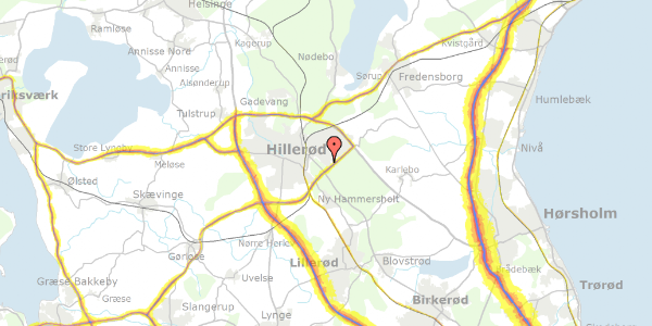 Trafikstøjkort på Bjørnebakken 21, 3400 Hillerød