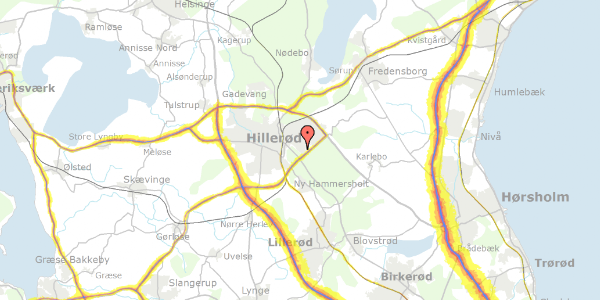 Trafikstøjkort på Bjørnebakken 24, 3400 Hillerød