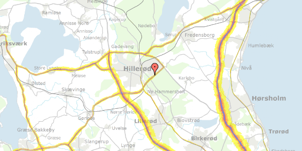 Trafikstøjkort på Bjørnebakken 31, 3400 Hillerød