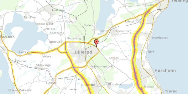 Trafikstøjkort på Brombærhaven 9, 3400 Hillerød