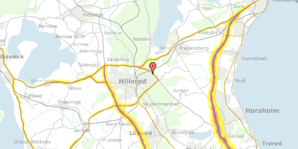 Trafikstøjkort på Brombærhaven 36, 3400 Hillerød