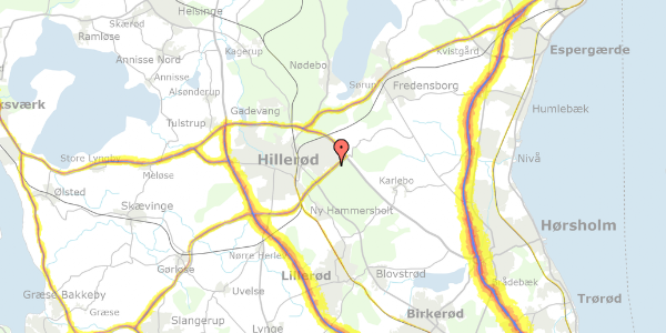 Trafikstøjkort på Centervænget 41, 1. th, 3400 Hillerød