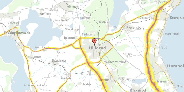 Trafikstøjkort på Hillerødsholmsalle 53, 1. mf, 3400 Hillerød