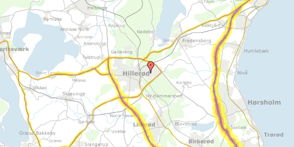 Trafikstøjkort på Skansevej 58, 3400 Hillerød