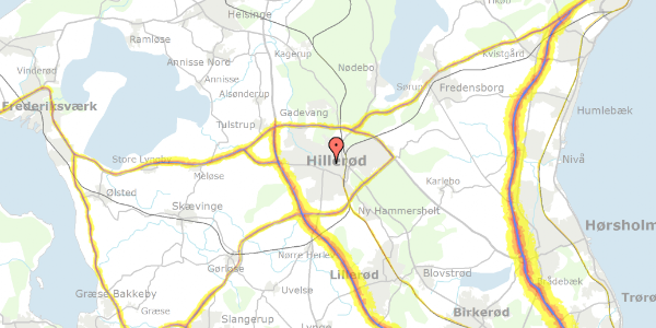 Trafikstøjkort på Slotshusene 1, 2. 21, 3400 Hillerød