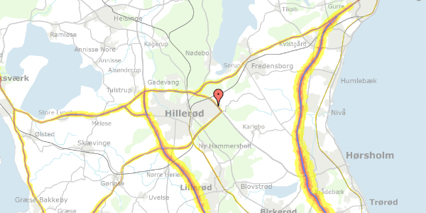 Trafikstøjkort på Smediehøj 5, 3400 Hillerød