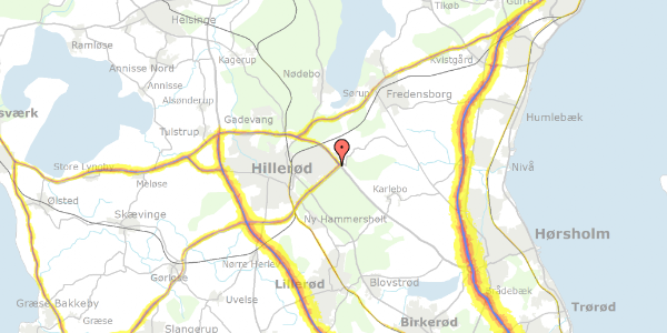 Trafikstøjkort på Smedievej 10, 3400 Hillerød