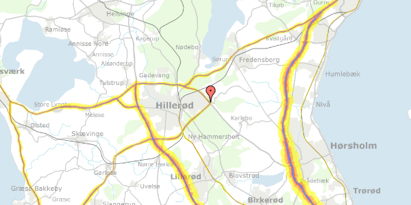 Trafikstøjkort på Smedievej 24, 3400 Hillerød