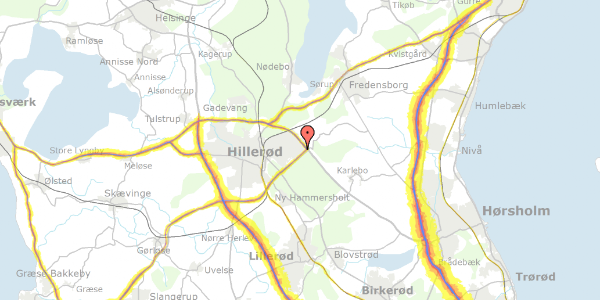 Trafikstøjkort på Smedievej 41, 3400 Hillerød