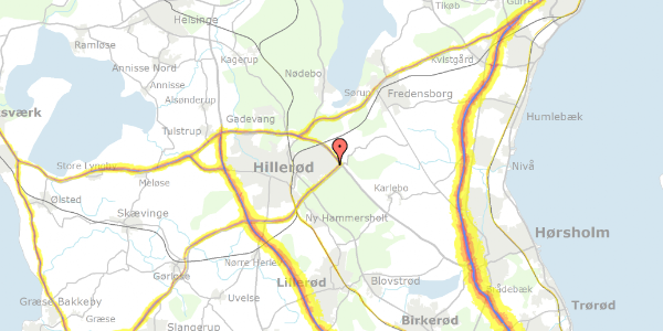 Trafikstøjkort på Smedievej 55, 3400 Hillerød