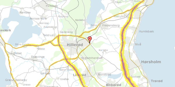 Trafikstøjkort på Smedievej 85, 3400 Hillerød