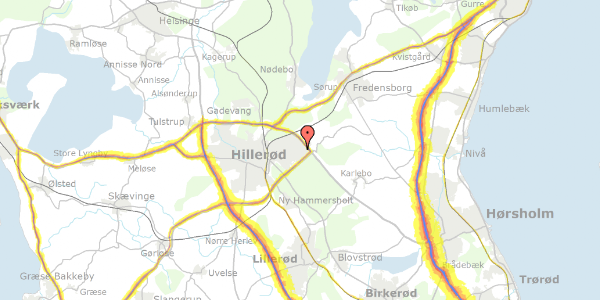 Trafikstøjkort på Smedievej 129, 3400 Hillerød