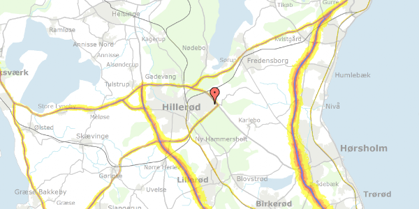 Trafikstøjkort på Smedievej 135, 3400 Hillerød