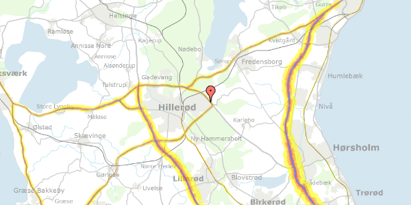 Trafikstøjkort på Smedievej 173, 3400 Hillerød