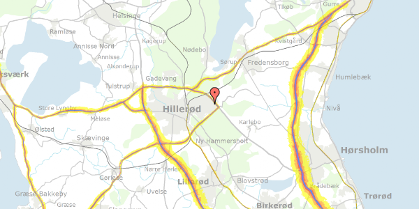 Trafikstøjkort på Smedievej 185, 3400 Hillerød